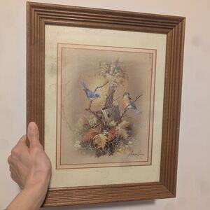 Framed Bird Artwork with Wooden Frame